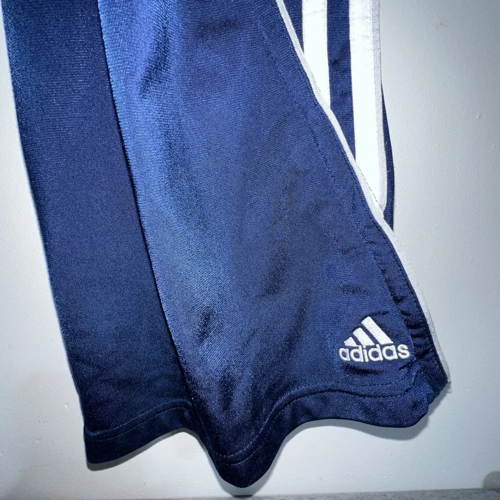 Adidas Track‎ Pants Men's XL Blue 3 Stripes VTG 2004 Ankle Zip Polyester